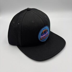 Vans Off The Wall Snapback Hat Black Tropical Sunset Palm Tree Patch Flat Brim